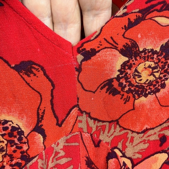 Free People Womens Dress XS Red Orange Sleeveless Pullover Flare Skirt Vibrant - Picture 4 of 12